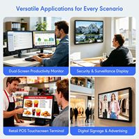 Moniteur industriel à écran tactile capacitif de 21,5 pouces, équipé de ports HDMI, VGA et USB, largement compatible avec les PC industriels
