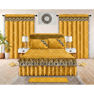 Ensemble de literie de luxe 10 pièces style américain avec jupe de lit unie et dentelle, garnissage en coton, taille King, pour usage domestique - Product Image 2