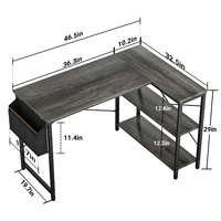 Bureau d'ordinateur en métal en forme de L, surface en bois, 2 prises AC, 2 ports USB, réversible, pliable, écologique, moderne, pour le bureau à domicile