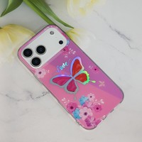Coque de téléphone motif floral papillon pour iPhone 17 Pro Max 16 15 14 13 12 7, Housse de protection pour Samsung S26 Huawei Redmi 14C Oppo Vivo