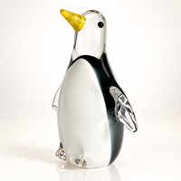 Figurine de pingouin en verre soufflé artisanal, sculpture d'oiseau noir et blanc pour la décoration de table et de la maison