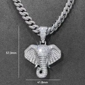 VANFI Bijoux personnalisés pour hommes Style Hip Hop Pendentif en laiton et argent sterling 925 Zircon de glace Cadeau en forme de pierre de diamant Moissanite