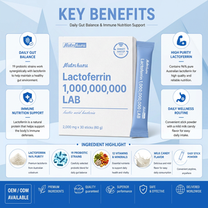 Lactoferrine 1 Milliard de Probiotiques en Poudre – Complément Naturel pour la Digestion et le Soutien Immunitaire Intestinal – 30 Sachets – Probiotiques Restaurateurs OEM - Product Image 1