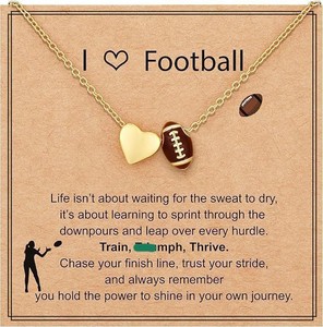 Collar con Colgante <span class=keywords><strong>de</strong></span> Corazón Chapado en Oro en Oferta, con Tarjeta, para Béisbol, Baloncesto, Fútbol, Collar <span class=keywords><strong>de</strong></span> la <span class=keywords><strong>Amistad</strong></span>, Joyería Deportiva - Product Image 1