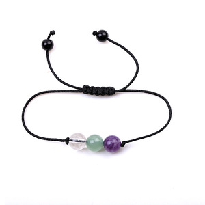 Modische Großhandels-Armbänder zum Fabrikpreis: 3 Farben, Rotes Tigerauge, Amethyst, Achat, Kristall-Strass-Perlen, Geflochtenes Seil, 18K - Product Image 4