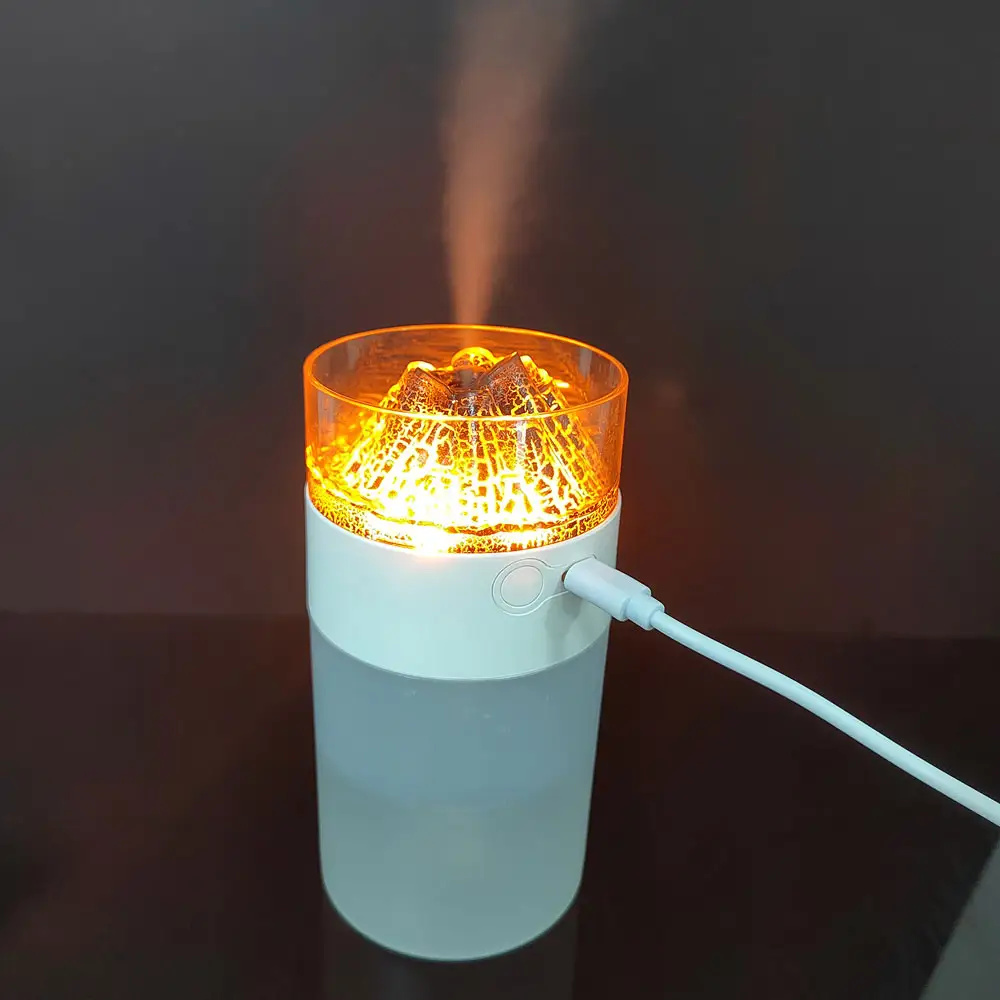 2023 Neuer tragbarer 250ml Mini-USB-Luftbe feuchter Volcano Flame H2O Luft verteiler mit Ultraschall-Vulkan aroma für den Hausgebrauch im Auto