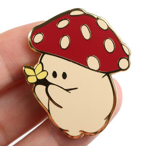 Kişiselleştirilmiş Küçük Özel Tasarım Sanatsal Sade Yaka İğnesi Mantar Şeklinde Emaye Rozetler - Product Image 2