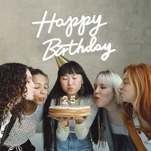 Enseigne lumineuse LED personnalisable « Happy Birthday » avec « Good Vibes Only » – Écologique pour entreprises et hôpitaux - Product Image 1