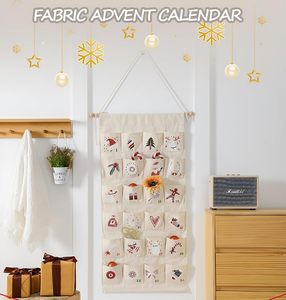 Calendrier de l'Avent personnalisé à suspendre, motif imprimé, 24 poches, en toile, pour enfants - Product Image 3
