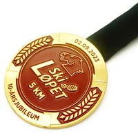 Médailles de course personnalisées en alliage de zinc, médailles sportives en métal doré vierges en gros, médailles de course à pied 5k en alliage de zinc émaillé et cordon