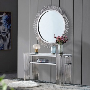 <span class=keywords><strong>Console</strong></span> d'entrée en acier inoxydable de style italien, luxe léger, avec miroir, table d'entrée moderne haut de gamme - Product Image 6