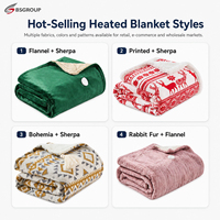 Couverture chauffante électrique en flanelle sherpa lavable 220V avec protection contre la surchauffe CE GS UKCA, marque privée, pour l'hiver, usage domestique