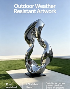 Grande sculpture circulaire moderne en acier inoxydable poli, ajourée, résistante aux intempéries, pour extérieur, jardin, parc - Product Image 4