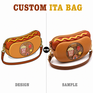 Sac à dos Ita personnalisé fantaisie en forme de hot-dog de carnaval, avec affichage de badges émaillés thème ballon, étoile, tente de cirque, sac à bandoulière amusant - Product Image 1