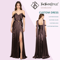 Robe longue chic sans manches pour femme, motif floral, froncée, fente haute, en satin, avec traîne cape au dos, pour bal et soirée, vente en gros