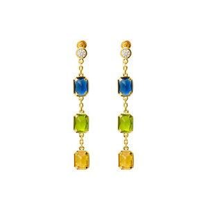 Pendientes Largos con Colgante para Mujer, Sin Reseñas, Pendientes Largos con Piedra Cuadrada <span class=keywords><strong>de</strong></span> Color ZIRCÓN - Product Image 6