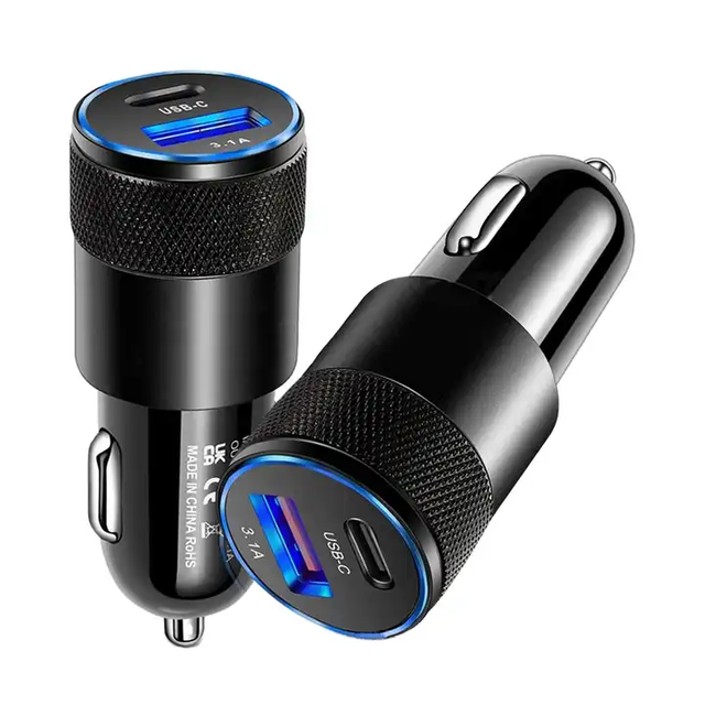 USB Quick Car Cigarette Lighter Charger 15W 3.1A Type C PD Fast Charging Phone Car Adapter for Iphone 13 12 11 Pro Max