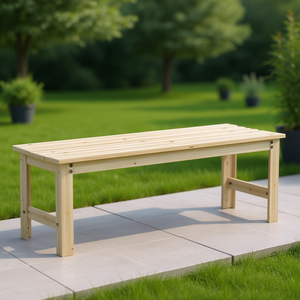 Panca da Giardino in Legno per 4 Persone, Arredo da Esterno, Seduta Confortevole, Design Minimalista, Stile Moderno - Product Image 2