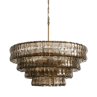 Lustre moderne en verre ondulé fumé de Murano, luminaire suspendu de luxe à plusieurs niveaux pour salon, salle à manger, hall d'hôtel, villa
