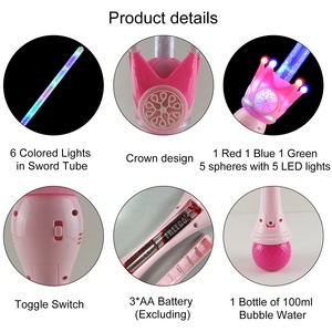 Espada de Burbujas de Neón con Corona de 10 Orificios, Portátil, Iluminada, de PS/ABS, Juguete Infantil, Tema Romántico, Accesorios para Fiestas de Boda al Aire Libre, para Padres e Hijos - Product Image 6