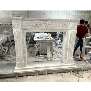 फ्रेंच शैली हाथ नक्काशी आर्बेसिटो सफेद संगमरमर फायरप्लेस मैटल आंतरिक घर सजावट के लिए चारों ओर - Product Image 3