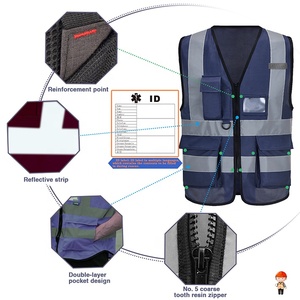 Gilet <span class=keywords><strong>de</strong></span> sécurité réfléchissant haute visibilité <span class=keywords><strong>de</strong></span> qualité supérieure avec plusieurs poches pour superviseur, gestionnaire, ingénieur, vêtements <span class=keywords><strong>de</strong></span> <span class=keywords><strong>travail</strong></span> - Product Image 4
