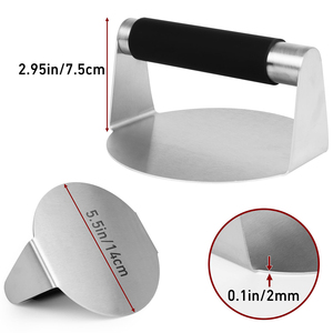 Presse à Smash Burger en Acier Inoxydable 430, 1,5 mm 2 mm, Finition Brossée, Ronde, pour Plaque <span class=keywords><strong>de</strong></span> Cuisson et Barbecue, Vente en Gros - Product Image 6