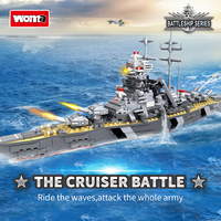 Blocs de construction WOMA TOY C0138, navires de guerre militaires, jouet pour enfants, modèle de flotte de guerre, brique KMS Bismarck, navire de guerre