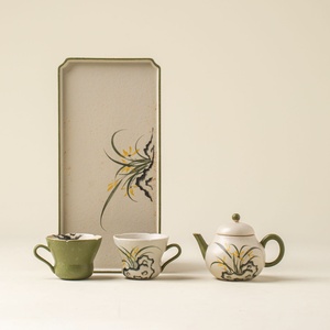 Ceramic One Pot Two <b>Cups</b> Kung Fu <b>Tea</b> Set Ceramic Office with Tray Dry Bubble Hand-painted Shilan Pear Pot Ear <b>Cup</b> - Product Image 3