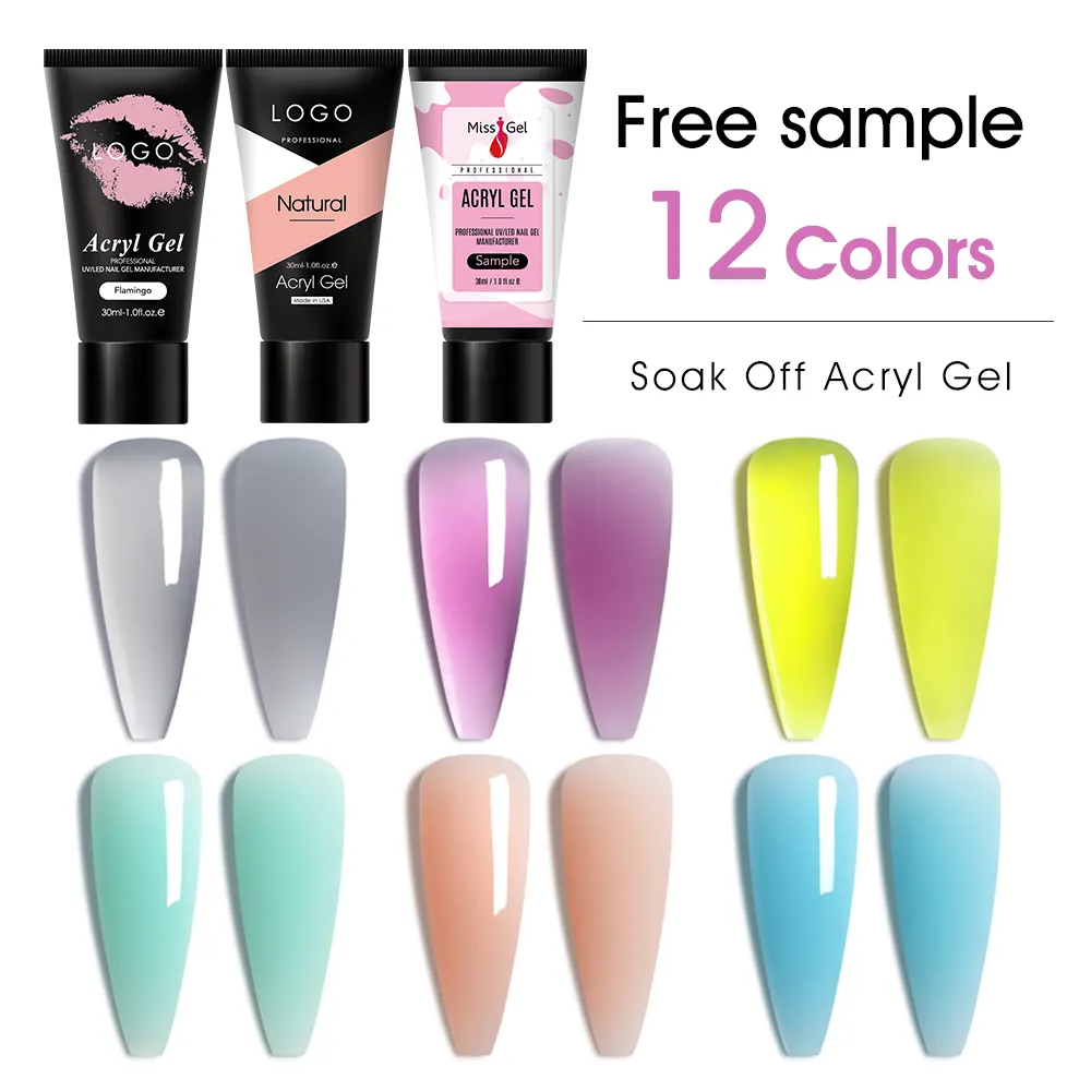 Poli-Gel acrílico de colores translúcidos, 30g, venta al por mayor, extensión de uñas UV