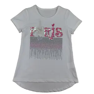 Повседневная футболка для девочек с круглым вырезом дышащая и анти-термоусадочная футболка из хлопка/спандекса