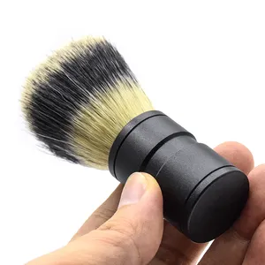 Nueva moda profesional negro o plata nailon brocha de afeitar mango de aluminio bigote barba cepillos hombres limpieza peluquero