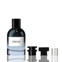 Flacons de parfum en verre cylindriques noirs et bleus de luxe personnalisés de 30 ml, 50 ml et 100 ml avec boîtes OEM
