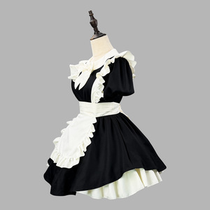 Japanese Style Maid Costume Black White Apron Puff Sleeve Cosplay Dress For Anime Role Play Spring 2026 - Product Image 3
