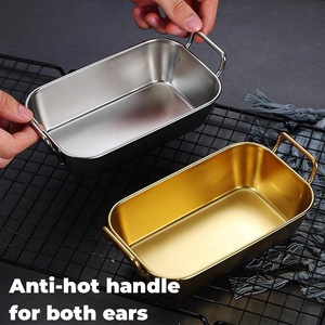Korea Style Tableware Designer Dinnerware Gold Silver Stainless Steel <strong>Dessert</strong> Snack <strong>Tray</strong> - Product Image 4