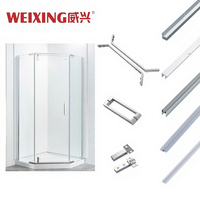 Bon prix encadré en acier inoxydable vis rouleau poignée porte pivotante diamant ensemble complet salle de douche matériel sans verre