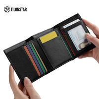 TILONSTAR Dompet Kulit Asli RFID Kapasitas Besar Tipis dengan Logo Kustom Grosir untuk Wanita Hadiah Perusahaan