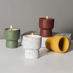 Vela perfumada para el hogar de cemento creativo nórdico taza vacía DIY decoración interior del hogar estufa contenedor de velas
