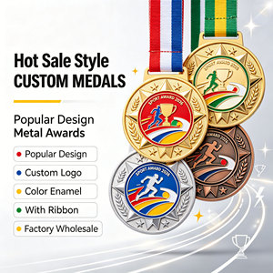 Médailles personnalisées en alliage de zinc avec logo 3D, vente directe d'usine, médailles sportives or, argent, bronze pour les finalistes de marathon - Product Image 2