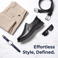 Chaussures en cuir véritable pour hommes, dessus en cuir de vache souple, design léger et confortable, chaussures décontractées à enfiler avec semelle en caoutchouc