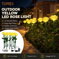 TOPREX Bon prix Roses blanches et rouges artificielles à LED, fleurs dorées et roses pour la décoration de jardin extérieur et de mariage