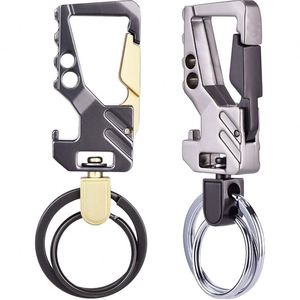 Carabiner Clip Car Key Chain Bottle Chains Heavy Duty Tactical Key Chain Bottle Opener 2 Key Rings for Men Women - Product Image 1
