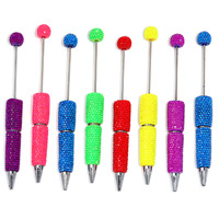 Nouveauté 2026 Stylos en argile perlable à couverture intégrale, couleur unie, avec strass brillants, style 'Candy' - Fournitures de bricolage pour la création de stylos perlés