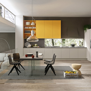 Meubles de cuisine carrés blancs modernes minimalistes très demandés avec éclairage LED, comptoir en marbre/acrylique et portes en verre - Product Image 4