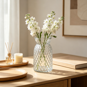 Vase en verre diamanté givré rose et jaune à large ouverture pour la décoration de la maison, des tables de mariage, vase à <span class=keywords><strong>fleurs</strong></span> moderne en verre - Product Image 4