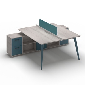 Poste de travail de bureau moderne personnalisé en panneau mélaminé E1 pour usage domestique, poste de travail de bureau personnalisé pour le personnel - Product Image 5