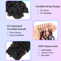 Extensions de cheveux humains au crochet, non traités, type Miracle Knots, bouclés birmanes, pré-bouclées