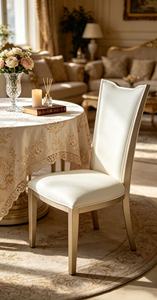 Luxury Cream Leather Dining Chair, High-Back Upholstered Side Chair with Champagne Gold Legs - Product Image 6