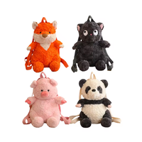 Sac à dos en peluche de qualité supérieure, cochon de ferme rose, sac à dos de dessin animé panda, sac à dos en peluche renard doux