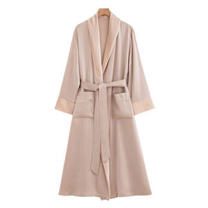 Camisón de seda de morera de alta gama para parejas, de doble capa, con inserciones de terciopelo, de manga larga, para primavera/otoño - Product Image 5